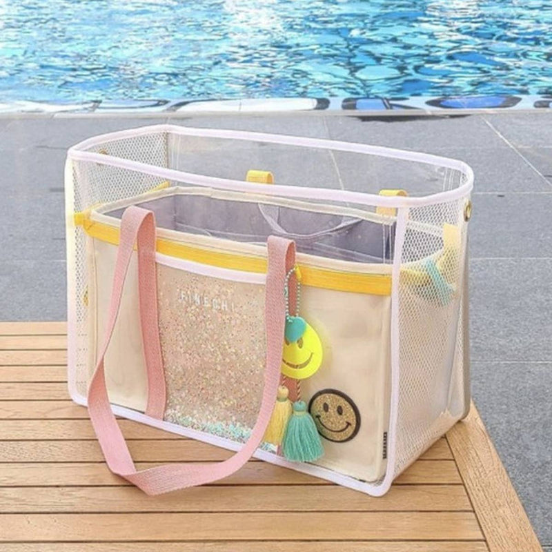 Large Clear Jelly Beach Tote,Waterproof Travel Bag