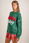 Santa Baby Green Christmas Knit Sweater – Festive Holiday