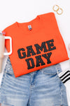 PREORDER: Embroidered Glitter Game Day Sweatshirt in Orange/Black