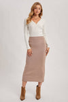 Ribbed Knit Waistband Midi Skirt