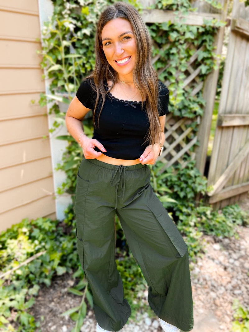 PREORDER: Archer Asymmetrical Pocket Wide Leg Cargo Pants in Two Colors