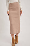 Ribbed Knit Waistband Midi Skirt