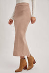 Ribbed Knit Waistband Midi Skirt