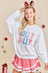 Holly Jolly White Holiday Sweatshirt Festive Winter Pullover