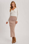 Ribbed Knit Waistband Midi Skirt