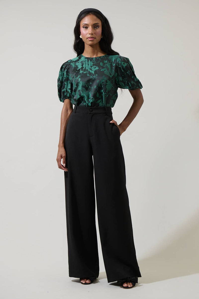 Palmina Jacquard Puff Sleeve Top