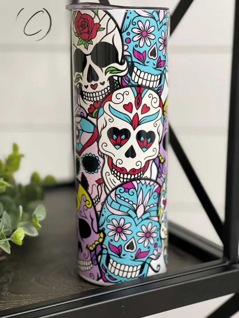 PREORDER: Sugar Skulls UV Color Changing Skinny Tumbler