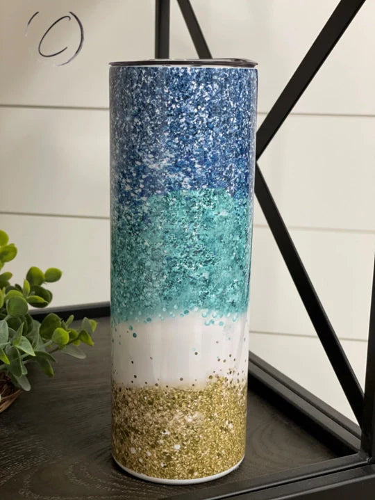 PREORDER: Glitter Ocean Skinny Tumbler