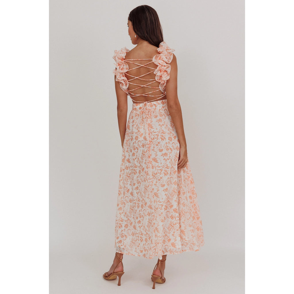 Ruffle Strap Floral Maxi Dress