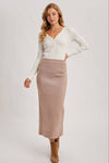 Ribbed Knit Waistband Midi Skirt