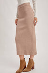 Ribbed Knit Waistband Midi Skirt