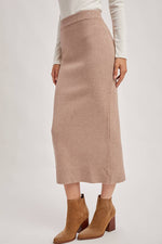 Ribbed Knit Waistband Midi Skirt