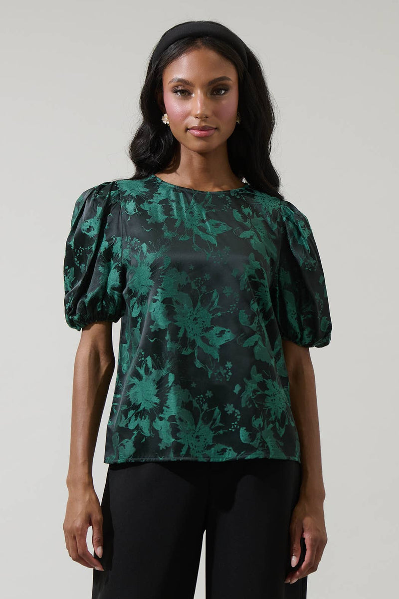 Palmina Jacquard Puff Sleeve Top
